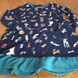 Kids Navy Dog Print Nightgown with Teal Hem - Juvenile